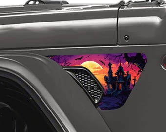 Spökhus 2-delat vinylskärmdekalset - Passar Jeep Wrangler JL/Jeep Gladiator JT 2018+