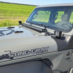 Sting-Gray Edition Hood Decal Set Custom Off-Road Graphics for Jeep Wrangler JL and Gladiator JT Durable Automotive Design