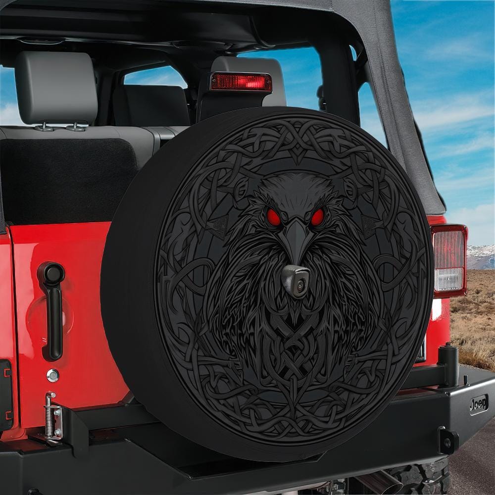 Raven of Nevermore Spare Tire Cover Gothic Poe Design With Backup