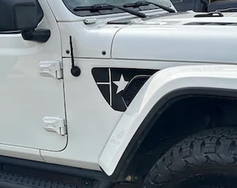 テキサス ローンスター フラッグ フェンダーベント ビニール デカール ジープ ラングラー JL & グラディエーター JT (2018+) 用 カスタム オフロード テキサス プライド デザイン