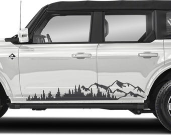 Mountain Forest 2Pcs Side Panel Vinyl Decal  Fits Ford Bronco (4 Door) 2020 - Current