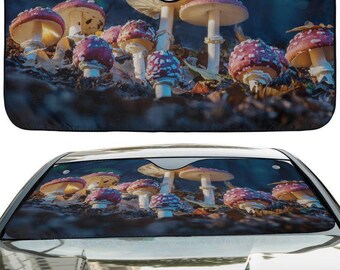 Osłona przeciwsłoneczna na przednią szybę samochodu Mushroom Patch, Magical Forest Fungi Osłona przeciwsłoneczna na przednią szybę, Osłona przeciwsłoneczna na samochód