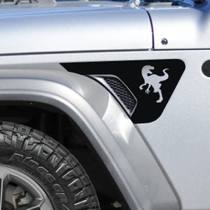 Calcomanía de vinilo para la ventilación del guardabarros del dinosaurio Raptor - Compatible con Jeep Wrangler JL/Jeep Gladiator JT 2018+