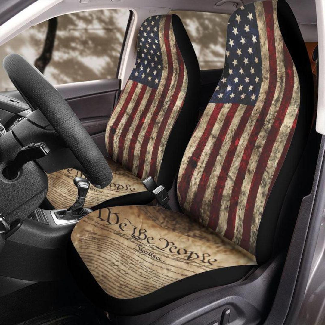 2 Coprisedili Per Cinture Di Sicurezza Auto Con Bandiera Americana - Morbidi E Regolabili, Taglia S