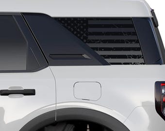 Tattered American Flag Rear Quarter Window Decals Fits 2021+ Bronco Sport