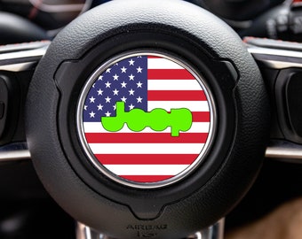 Naklejka na kierownicę z flagą amerykańską, akcesorium do pojazdów Jeep
