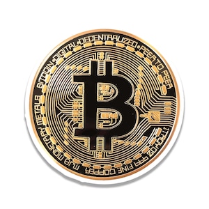Bitcoin Crypto Token Vinyl Sticker | Gold Bitcoin Decal for Laptop, Water Bottle, Suitcase, Car, Luggage Tag | Cryptocurrency Gift Idea