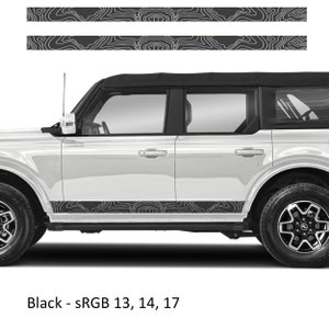 Topographic Side Skirt Stripe Kit Decals Fits Ford Bronco (4 Door) 2020 - Current