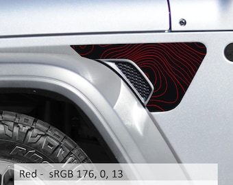Topographic Blackout 2-Layer Fender Vent Vinyl Decal Sticker - Fits Jeep Wrangler JL/Jeep Gladiator JT 2018+