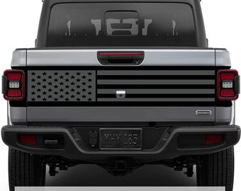 JT American Flag Tailgate Blackout Graphic Vinyl Decal Fits Jeep Gladiator 2020+