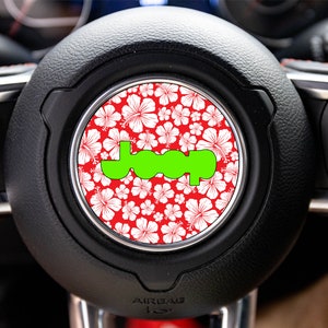 Hibiscus Flowers Steering Wheel Decal Overlay Accessory for Jeep Vehicles