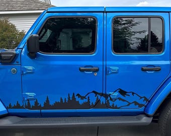 Mountain Forest 2Pcs JLU Lower Rocker Vinyl Transfer Decal Fits Jeep Wrangler JLU 4 Door 2018 and Newer Model