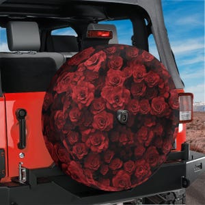 Spare Tire Wheel of Roses Cover With Backup Camera Hole Option For Wranglers, Broncos All Tire Sizes Available Full Color Print Camping Gift