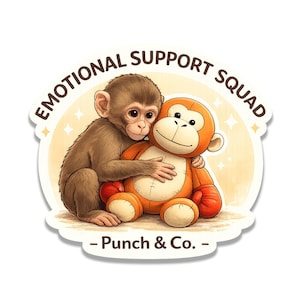 Baby Punch Monkey Emotional Support Squad Vinyl Sticker Waterproof Decal for Car Truck Laptop Toolbox image 1