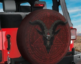 Baphomet Pentagram Tire Cover: Gothic Style (Fits Jeep, RV, Bronco)