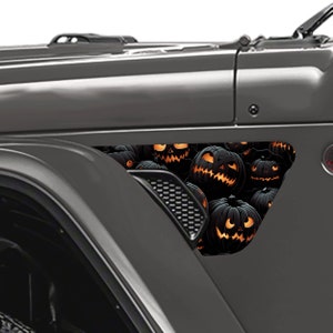 Shadowed Halloween Jack-O-Lantern  2pc Vinyl Fender Decal Set - Fits Jeep Wrangler JL/Jeep Gladiator JT 2018+