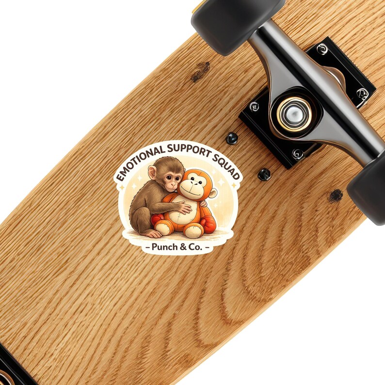 Baby Punch Monkey Emotional Support Squad Vinyl Sticker Waterproof Decal for Car Truck Laptop Toolbox image 2