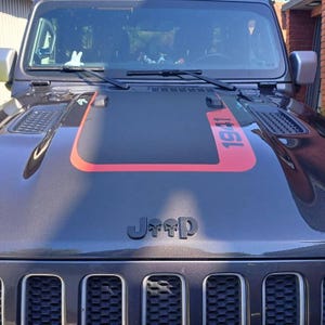 1941 2-Layer Power-Dome 4XE-Style Hood Vinyl Decal Graphic - Fits Wrangler & Gladiator Rubicon Models