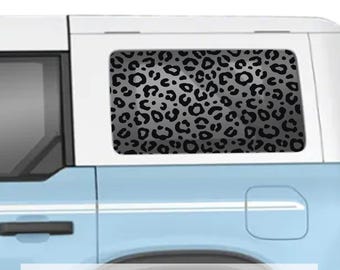 Leopard Print Rear Quarter Window Decals Fits 2021+ 4 Door Bronco Hardtops
