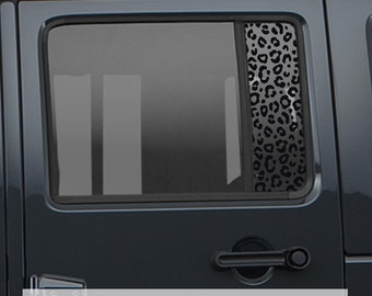 Leopard Print Pattern Side Window Vinyl Decal Set - Fits  2006 - 2018 Jeep Wrangler JKU