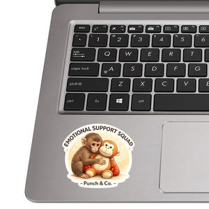 Baby Punch Monkey Emotional Support Squad Vinyl Sticker Waterproof Decal for Car Truck Laptop Toolbox image 5