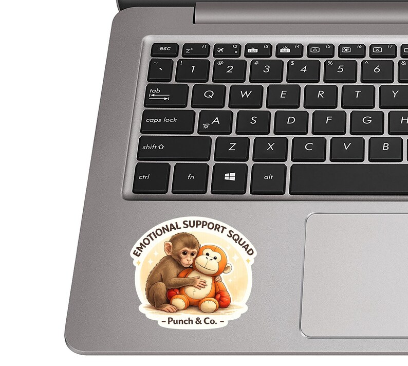 Baby Punch Monkey Emotional Support Squad Vinyl Sticker Waterproof Decal for Car Truck Laptop Toolbox image 5