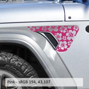 Hawaiianische Hibiskus Blumen Aufkleber Fender Lüftungsschlitze Vinyl Aufkleber passend für Wrangler JL/Jeep Gladiator JT 2018 Bild 4