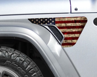 Rustic Old Glory Fender Vent Vinyl Decal - Fits Jeep Wrangler JL/Jeep Gladiator JT 2018+