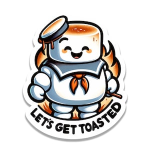 Let’s Get Toasted Marshmallow Sticker - Funny Camping Decal