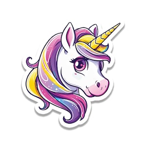 Rainbow Bliss Unicorn Head Vinyl Sticker for Suitcase Laptop Car Water Bottle Cute Travel Gift Durable Design