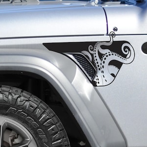 Calcomanía de vinilo con tentáculo de pulpo Kraken para la ventilación del guardabarros, compatible con Jeep Wrangler JL/Jeep Gladiator JT (modelos 2018-actuales)