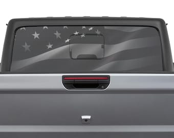 Distressed Subdued American Flag Perforated See-Thru Rear Window Decal for Jeep Gladiator 2020 - Current