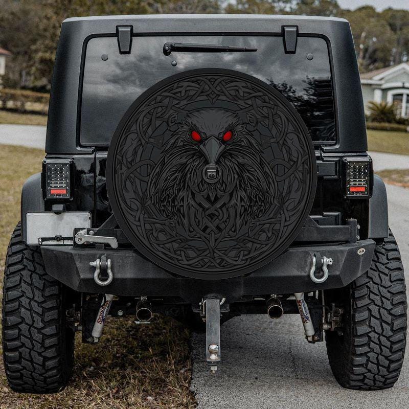 Raven of Nevermore Spare Tire Cover Gothic Poe Design With Backup