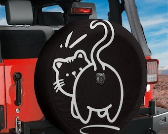 Spare Tire Purrfectly Offensive Kitty Humor Cover With Backup Camera Hole Option For Wranglers, Broncos Full Color Print RV Camping Gift
