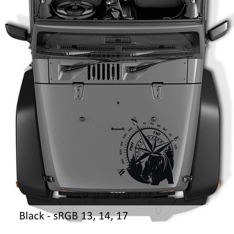 Calcomanía de vinilo de transferencia con brújula de oso negro, diseño gráfico de aventura al aire libre para autos, ventanas y portátiles, diseño personalizado duradero. imagen 3