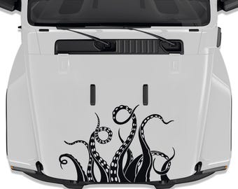 Adesivo in vinile per cofano con tentacolo di polpo Kraken - Adatto ai modelli Jeep Wrangler JL/Jeep Gladiator JT Sport/Sahara/Overland dal 2018 in poi