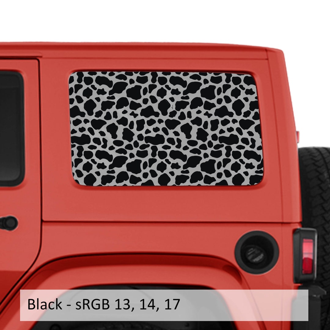 Jeep Window Design Cow Print Hardtop Window Decal Set - Fits Jeep Wrangler JKU 2007 - 2018 ...