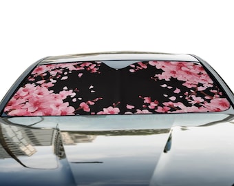 Japanese Cherry Blossom Car Windshield Sunshade, Elegant Sakura Flower Front Window Shade Protector, Spring Floral Auto Sun Visor Cover