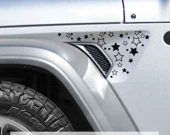 Calcomanía de vinilo con diseño de estrellas para la ventilación del guardabarros, compatible con Jeep Wrangler JL/Jeep Gladiator JT 2018+