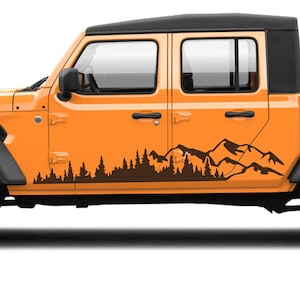 JT Mountain Forest Abholung unterer Rocker Vinyl Aufkleber - passend für 2020+ jeep Gladiator JT Truck