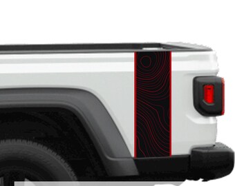 Topographische 2-lagige Blackout Bed Stripe Grafik Aufkleber für Wrangler Gladiator JT 2018 und neueres langlebiges Off-Road Design