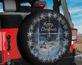 Christmas Silent Night Spare Tire Cover With Backup Camera Hole Option For Wranglers Broncos Tire Available Full Color Print Camping Gift