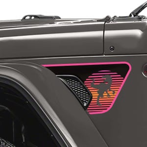Set di adesivi per parafanghi in vinile Retro Raptor Sunrise da 2 pezzi - Adatto a Jeep Wrangler JL/Jeep Gladiator JT 2018+