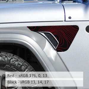 Topographic Blackout 2-Layer Fender Vent Vinyl Decal Sticker - Fits Jeep Wrangler JL/Jeep Gladiator JT 2018+