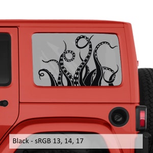 クラーケン タコの触手 ハードトップ ウィンドウ デカール セット ジープ ラングラー JKU 2007 ～ 2018 大胆なカスタム オフロード デザイン