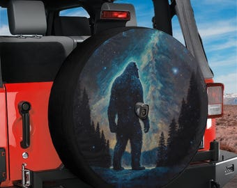Spare Tire Celestial Yeti Chronicles Cover With Backup Camera Hole Option For Wranglers, Broncos Full Color Print RV Camping Gift