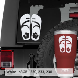 Hibiscus Flower on Flip Flops Vinyl Decal Tropical Beach Themed Sticker for Cars Windows Laptops Durable Summer Vacation Design