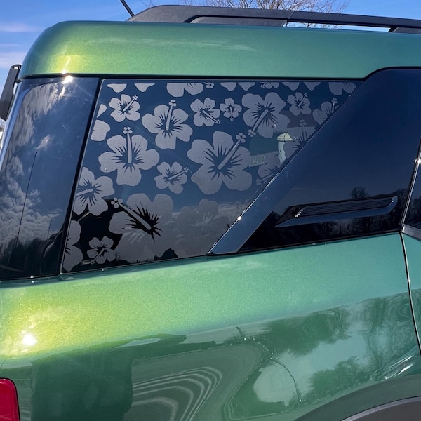 Calcomanías para ventanas traseras con estampado floral de hibisco hawaiano para Bronco Sport 2021+