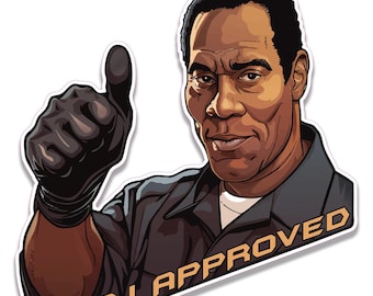 Black Glove OJ Approved Vinyl Sticker for suitcase, laptop, car or water bottle, luggage tag, travel gift