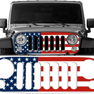 American Flag Grille Skin Vinyl Overlay - Fits JK & JKU Wranglers 2006 - 2018